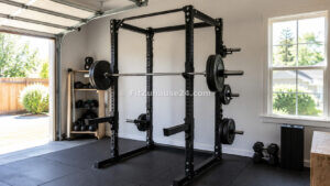 Power Rack mit Langhantel im Home-Gym
