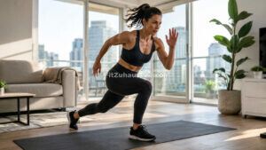 Person macht schnelles Ganzkörper-Workout zuhause auf der Fitnessmatte